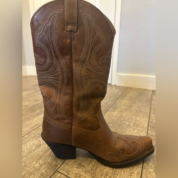 Brown leather cowboy boots 6.5 - Picture 2 of 8
